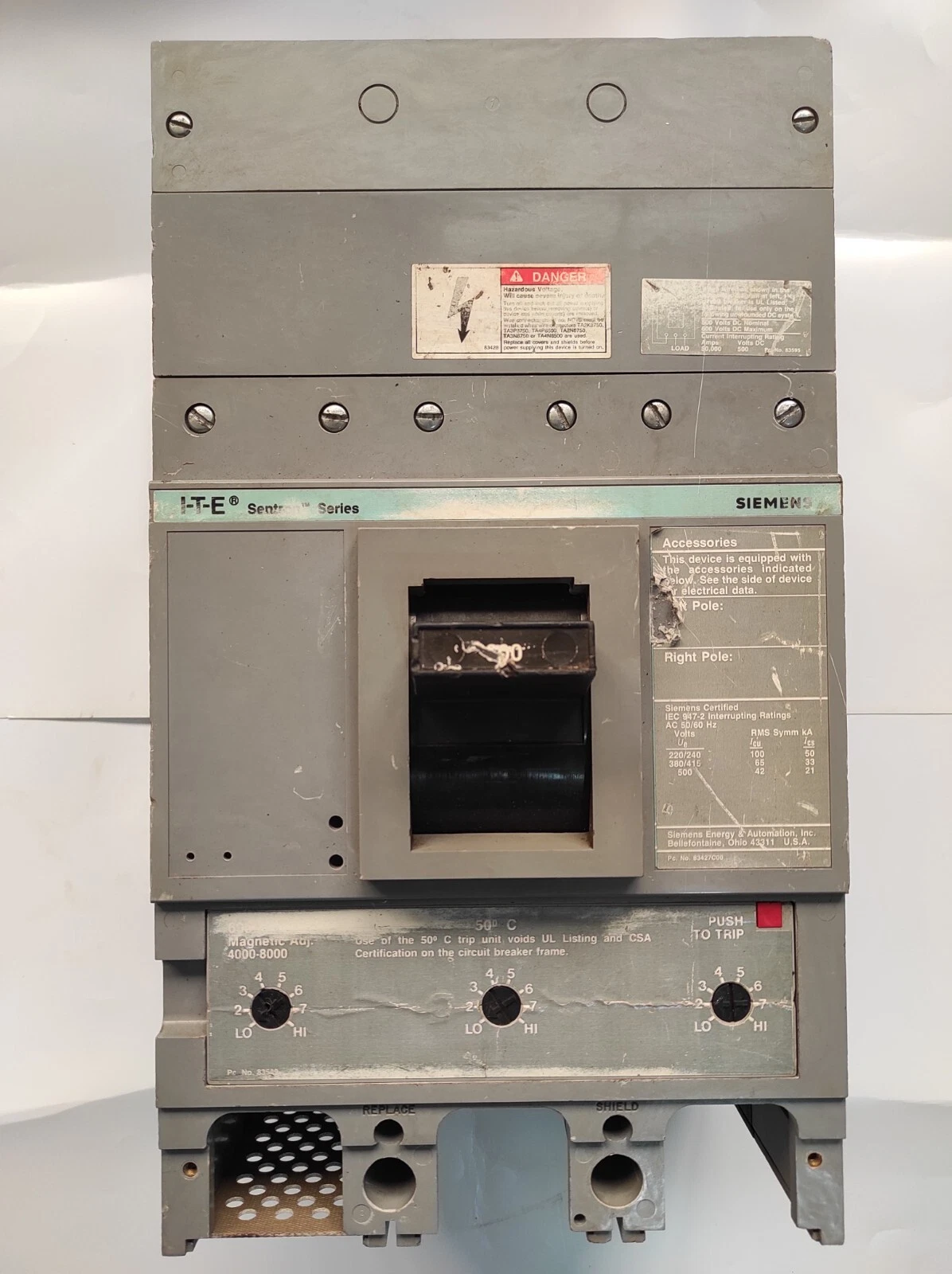 Siemens ITE Sentron 600A 600V Circuit Breaker